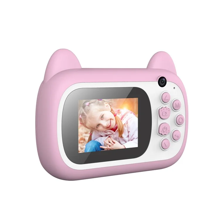 C10 24MP HD Dual Camera Kid Instant Print Camera 2.4 Inch Screen Children Cartoon Camera Toy - Pink