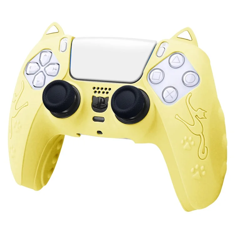 For Sony Playstation 5 Game Console Skin Cover Anti-Slip Silicone Case - Yellow