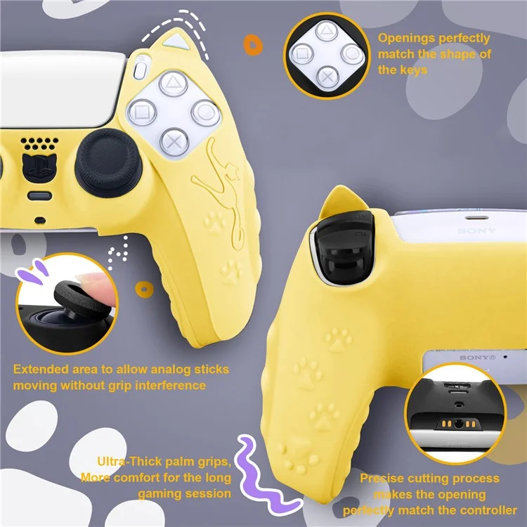 For Sony Playstation 5 Game Console Skin Cover Anti-Slip Silicone Case - Yellow