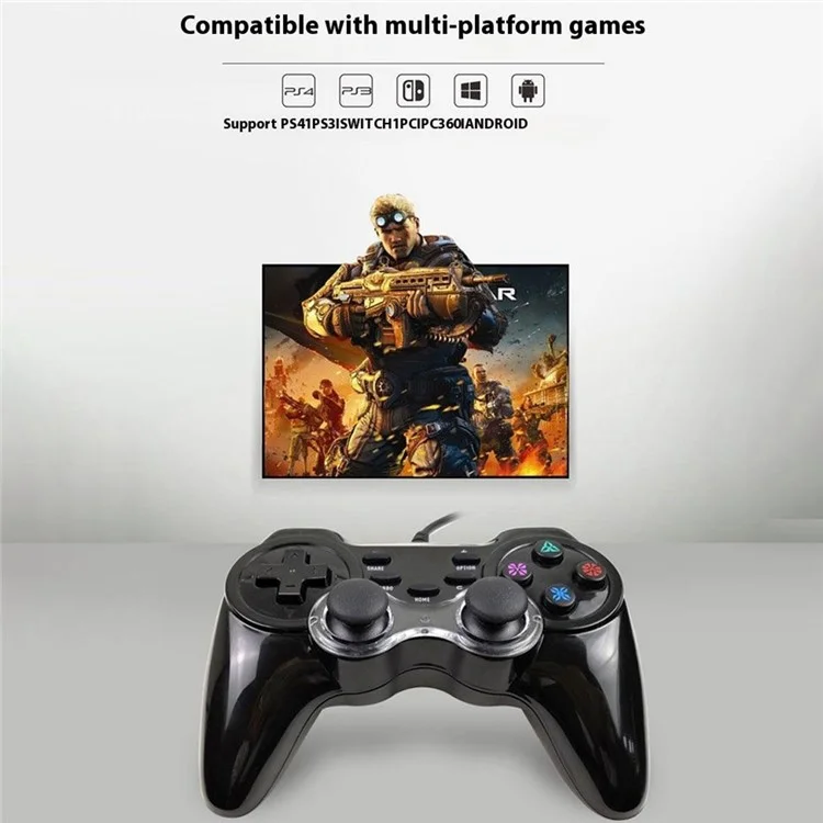 HY-9018 USB Wired Gamepad Six-Axis Gyroscope Dual Vibration Game Controller for PS4 / PS3 / Nintendo Switch / PC / PC360 / Android