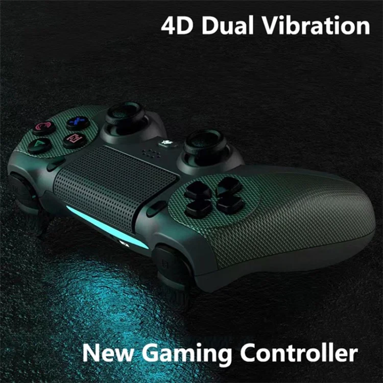 KM048 Bluetooth Wireless Controller for PS4 Cordless Game Handle 4.0 with Light Bar Support 6-axis, Vibration Function - Blue