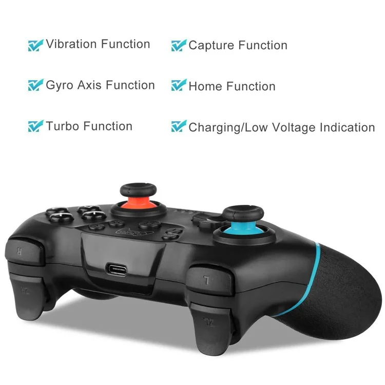 SW001+ Wireless Bluetooth Controller for Nintendo Switch Gamepad with Vibration, 6-Axis Motion Sensor - Black