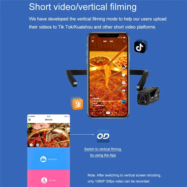 4K 30FPS Wearable Video Camera Anti-Shake Head Mounted Camcorder