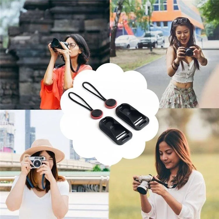 2PCS Camera Quick Release Connector With Base Camera Handy Strap Buckle Conversion ABS Buckle Nylon Rope Combination - Red