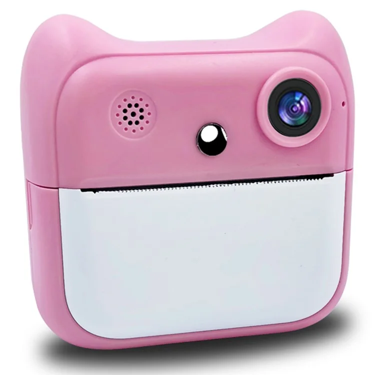 A25 2.4 Inch Kids Instant Print Digital Camera Built-In Games Video Recorder, with 32G TF Card + Card Reader - Pink