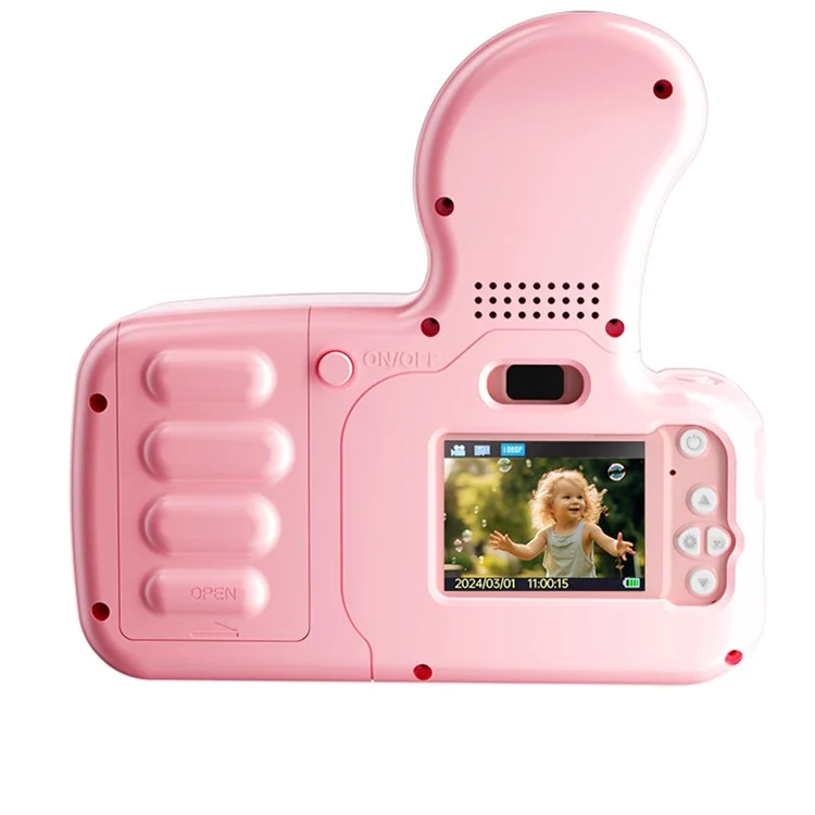 W3 Bubble Kids Camera Thumb Shape 2.0 inch Digital Video Toy Camera with 32GB TF Card - Pink