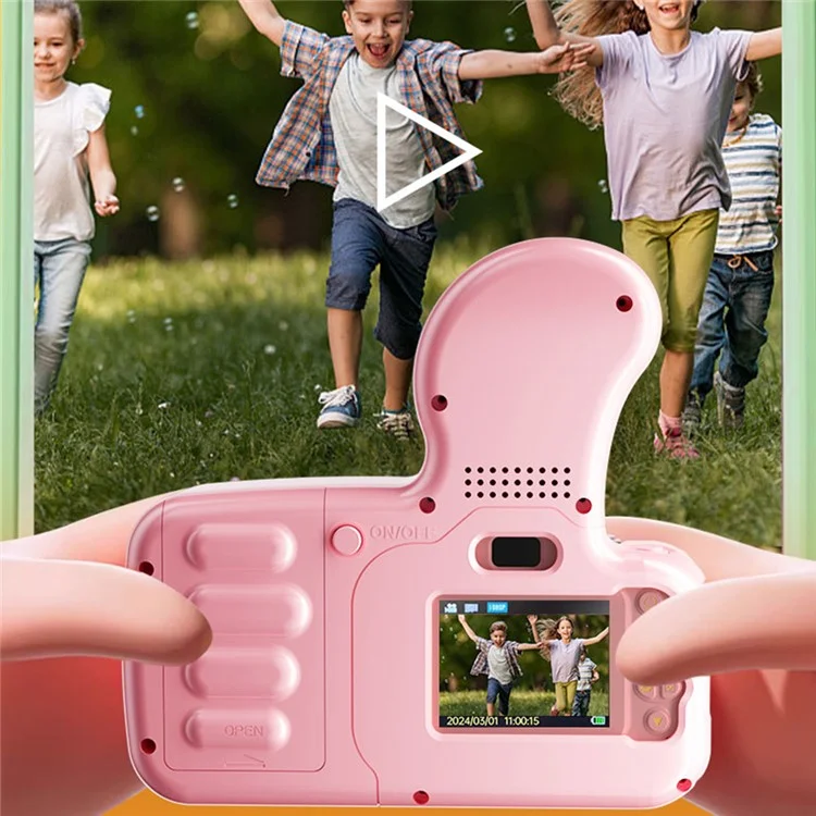 W3 Bubble Kids Camera Thumb Shape 2.0 inch Digital Video Toy Camera with 32GB TF Card - Pink