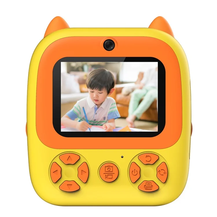 D8 Dual-Lens Children Video Camera Kid's Educational Toy Supporting 128GB Memory Card - Yellow