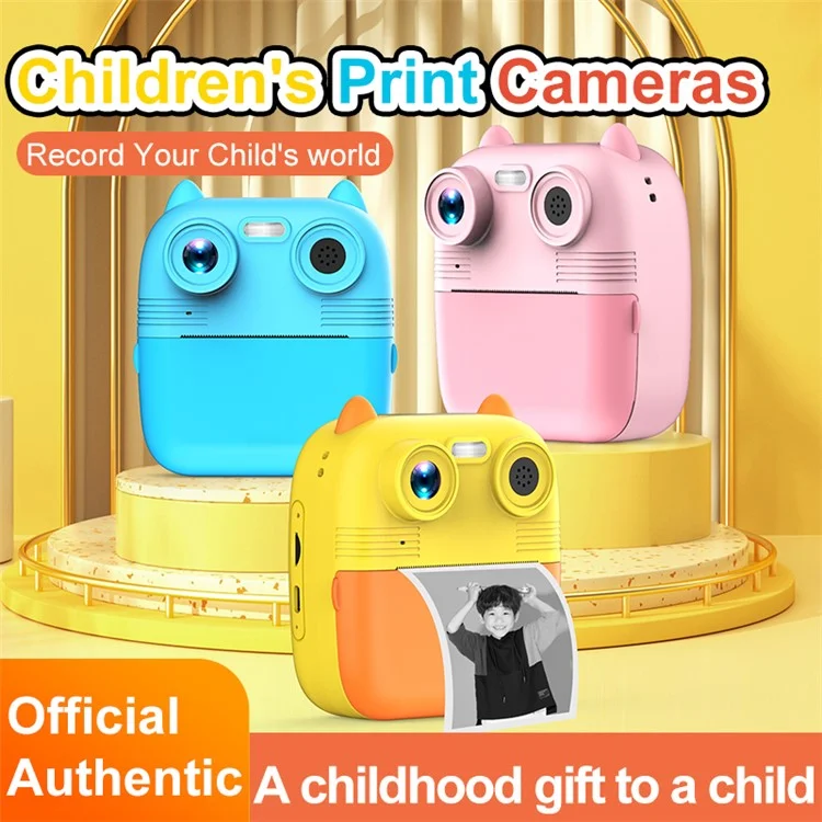 D8 Dual-Lens Children Video Camera Kid's Educational Toy Supporting 128GB Memory Card - Yellow