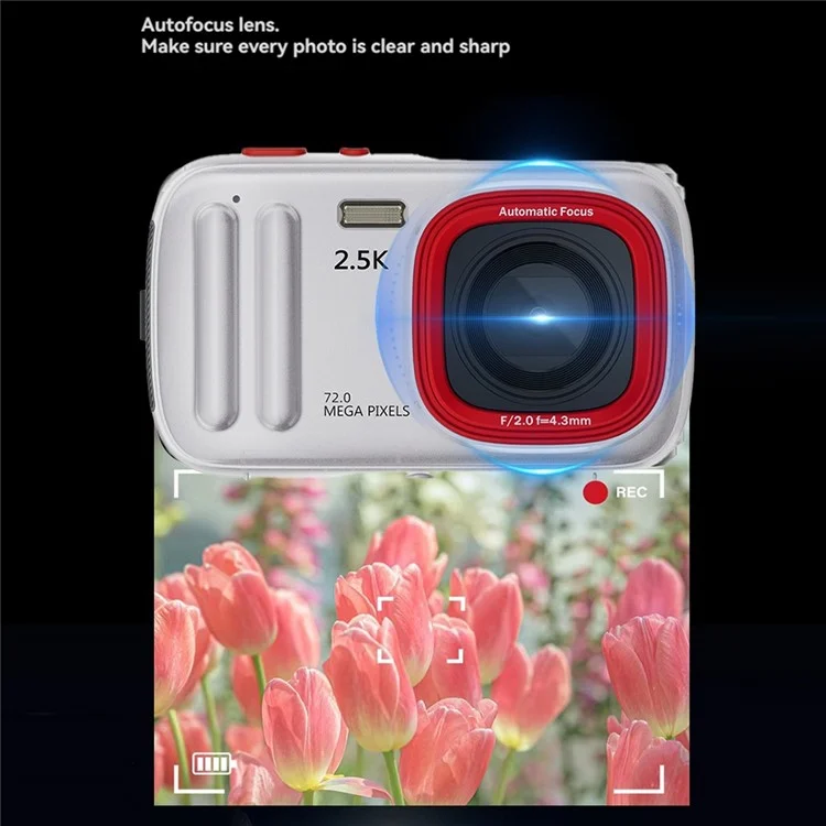 2.5K Digital Camera 72MP 16X Digital Zoom Autofocus Video Vlogging Camera with 2.4 inch Screen - Silver