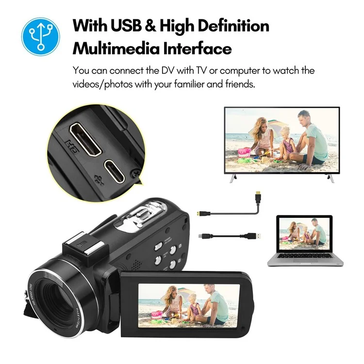 4K Digital Video Camera 3.0 Inch IPS Touch Screen WiFi Camcorder Portable DV Recorder 56MP 18X Digital Zoom Support Face Detection IR Night Vision with 2 Batteries + Remote Control + Carry Bag + External Microphone + 0.39X Wide Angle Lens